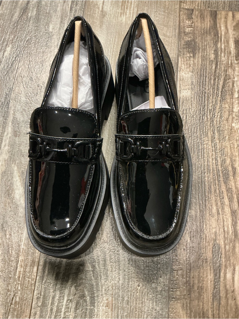 Aldo Black Patent Platform Loafers Size 9 - Picture 7 of 16